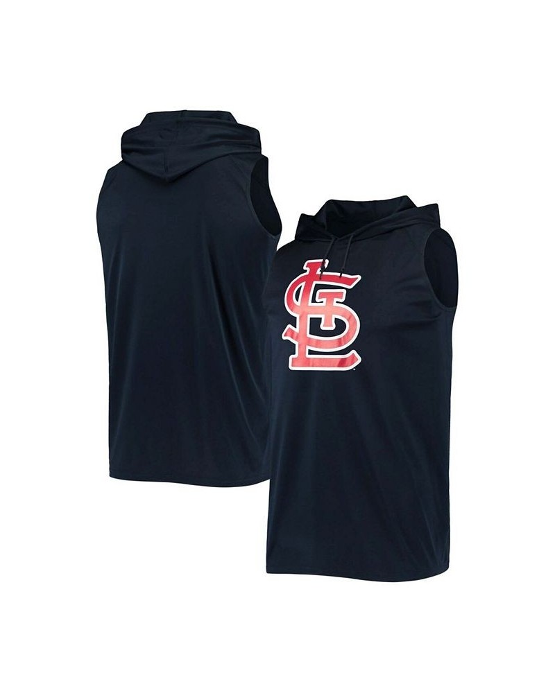 Men's Navy St. Louis Cardinals Sleeveless Pullover Hoodie $34.21 T-Shirts