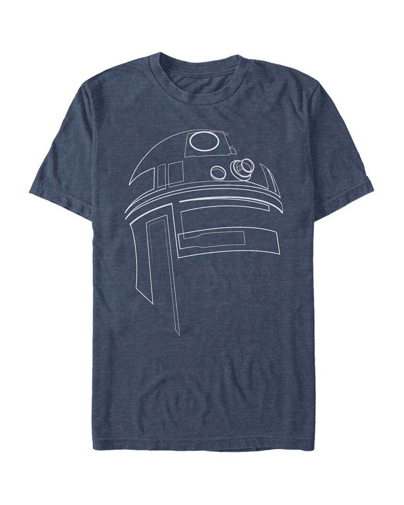 Men's Star Wars R2-D2 Outline Short Sleeve T-shirt Blue $14.70 T-Shirts