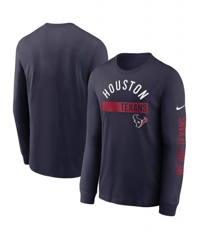 Men's Navy Houston Texans Fan Gear Color Bar Long Sleeve T-shirt $24.50 T-Shirts