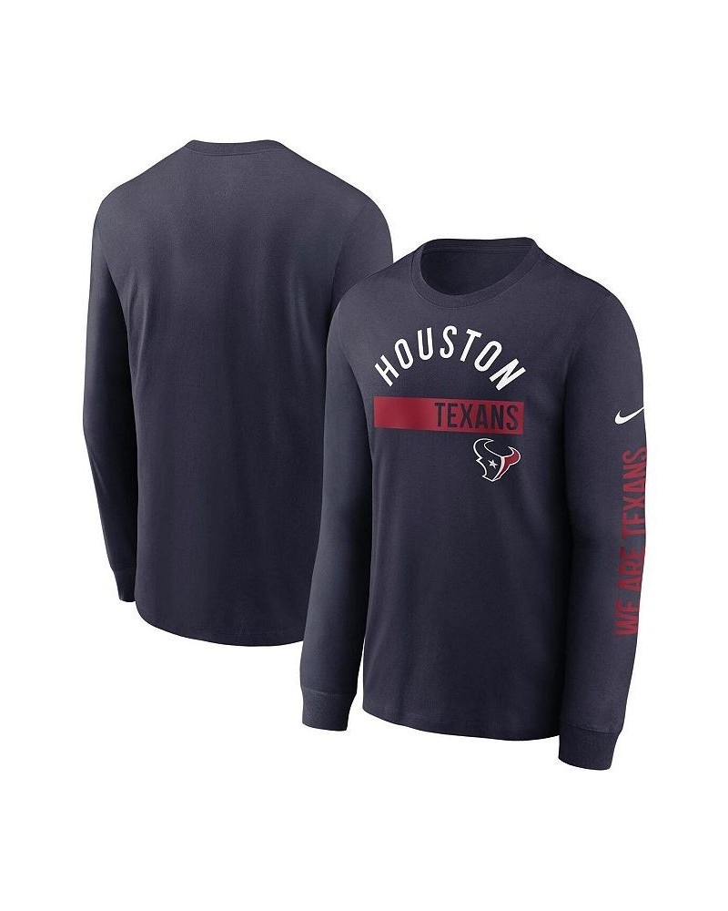 Men's Navy Houston Texans Fan Gear Color Bar Long Sleeve T-shirt $24.50 T-Shirts