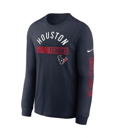 Men's Navy Houston Texans Fan Gear Color Bar Long Sleeve T-shirt $24.50 T-Shirts