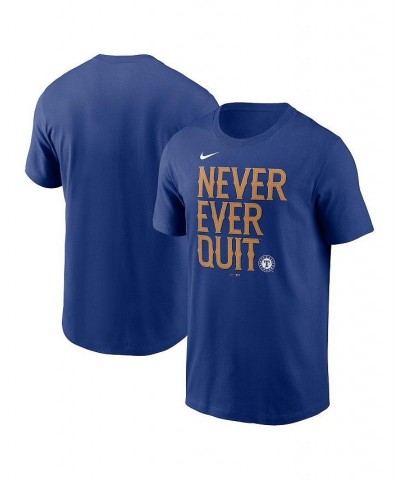 Men's Royal Texas Rangers Never Ever Quit Local Team T-shirt $17.28 T-Shirts