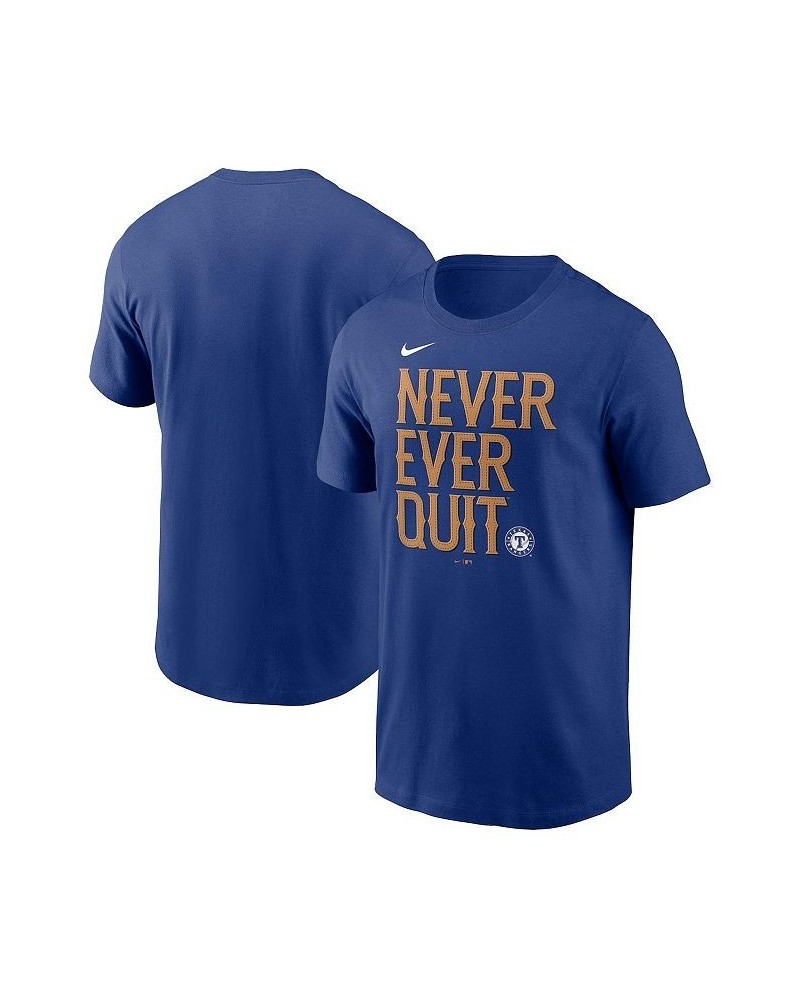 Men's Royal Texas Rangers Never Ever Quit Local Team T-shirt $17.28 T-Shirts