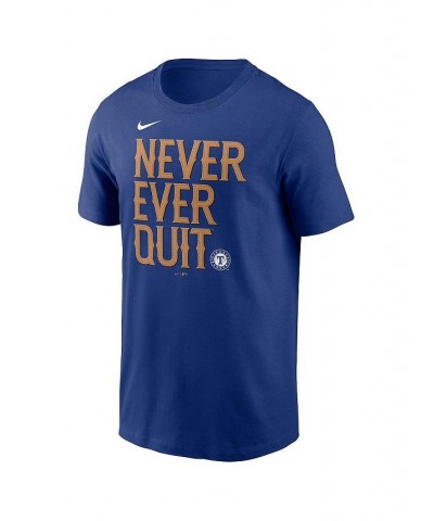 Men's Royal Texas Rangers Never Ever Quit Local Team T-shirt $17.28 T-Shirts