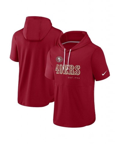 Men's Scarlet San Francisco 49ers Short Sleeve Pullover Hoodie $28.00 Sweatshirt