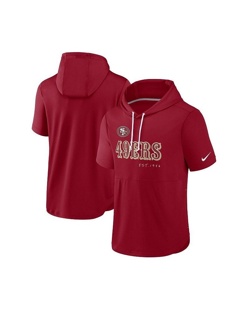 Men's Scarlet San Francisco 49ers Short Sleeve Pullover Hoodie $28.00 Sweatshirt