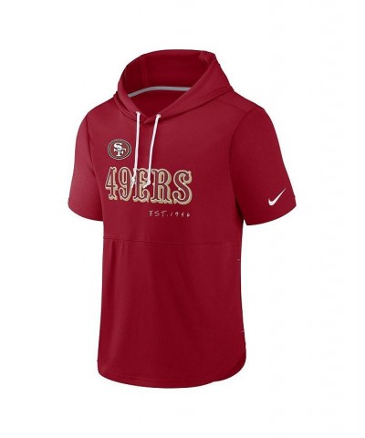 Men's Scarlet San Francisco 49ers Short Sleeve Pullover Hoodie $28.00 Sweatshirt