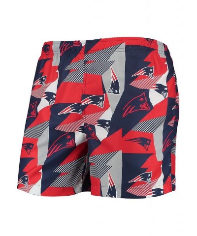 Men's Navy and Red New England Patriots Geo Print Swim Trunks $21.84 Swimsuits