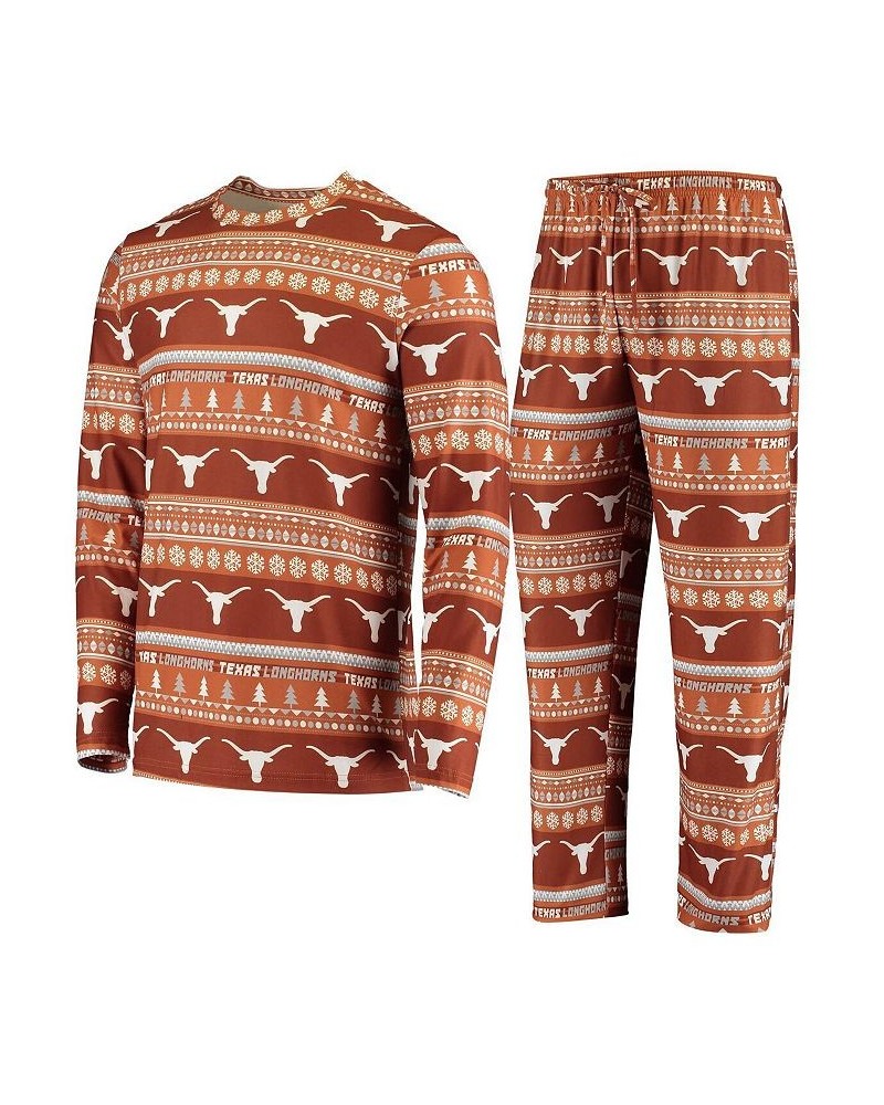 Men's Texas Orange Texas Longhorns Ugly Sweater Knit Long Sleeve Top and Pant Set $35.25 Pajama