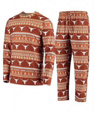 Men's Texas Orange Texas Longhorns Ugly Sweater Knit Long Sleeve Top and Pant Set $35.25 Pajama