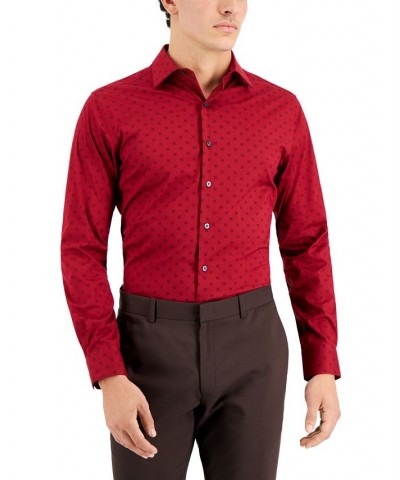 Men's Slim Fit 2-Way Stretch Stain Resistant Dress Shirt Red $17.06 Dress Shirts