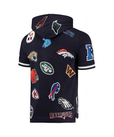 Men's Navy Nfl League Wordmark Short Sleeve Pullover Hoodie $85.50 Sweatshirt