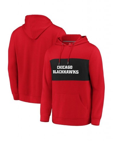 Men's Branded Red, Black Chicago Blackhawks True Classics Faux Cashmere Pullover Hoodie $43.19 Sweatshirt