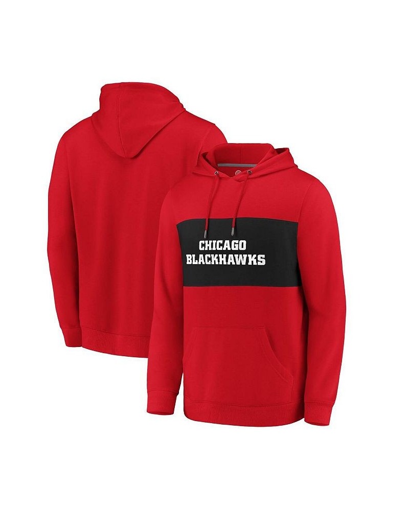 Men's Branded Red, Black Chicago Blackhawks True Classics Faux Cashmere Pullover Hoodie $43.19 Sweatshirt