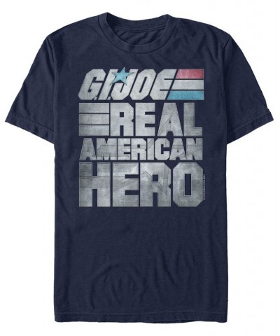 Men's G.I.Joe Real American Hero Text Short Sleeve T-Shirt Blue $15.75 T-Shirts