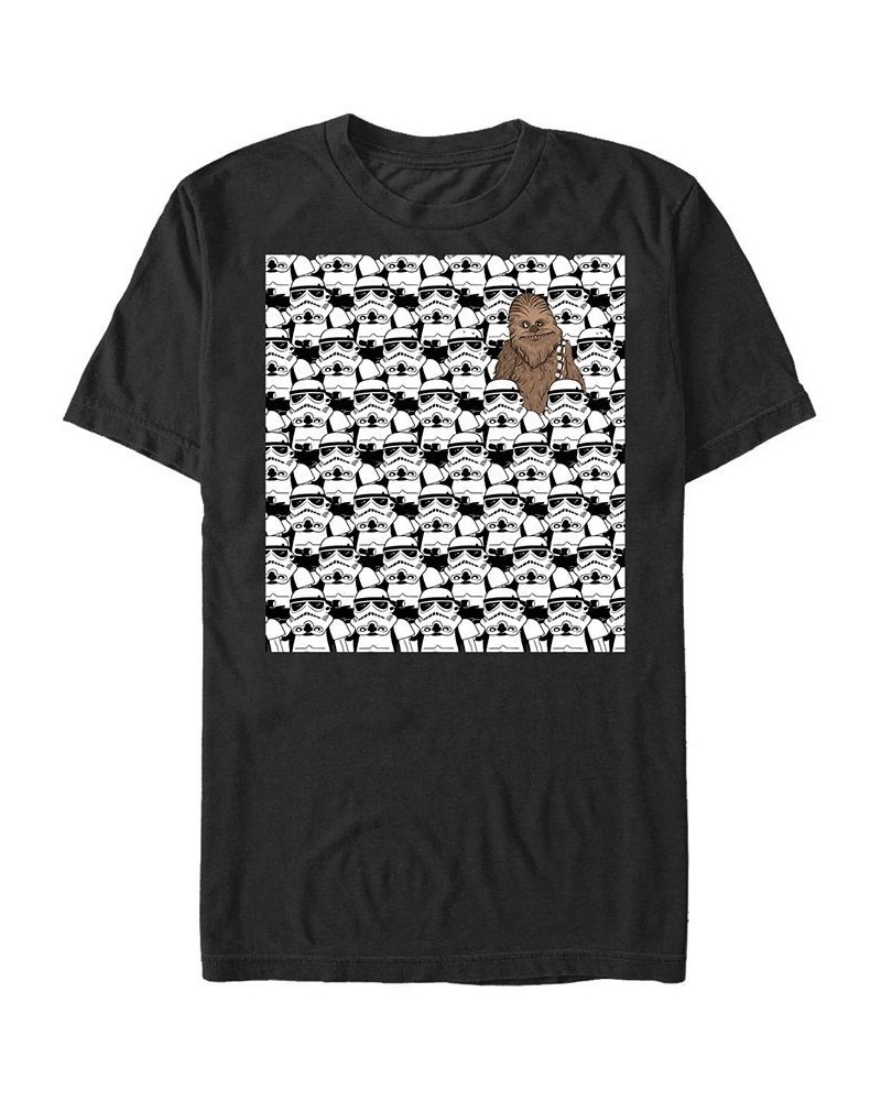 Men's What is Chewie Doing Short Sleeve Crew T-shirt Black $19.59 T-Shirts