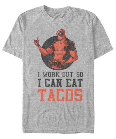 Marvel Men's Deadpool I Workout For Tacos, Short Sleeve T-Shirt Gray $14.35 T-Shirts