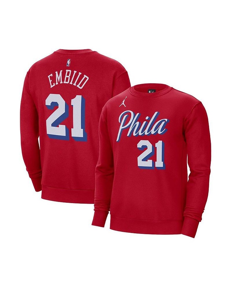 Men's Brand Joel Embiid Red Philadelphia 76ers Statement Name and Number Pullover Sweatshirt $44.10 Sweatshirt