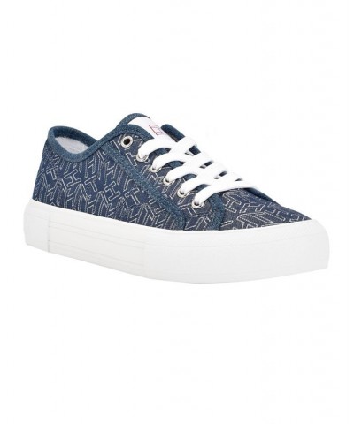 Women's Alessy Casual Lace Up Sneakers Blue $33.00 Shoes