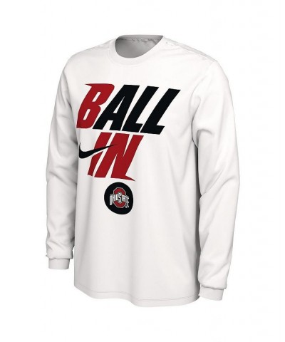 Men's White Ohio State Buckeyes Ball In Bench Long Sleeve T-shirt $19.60 T-Shirts