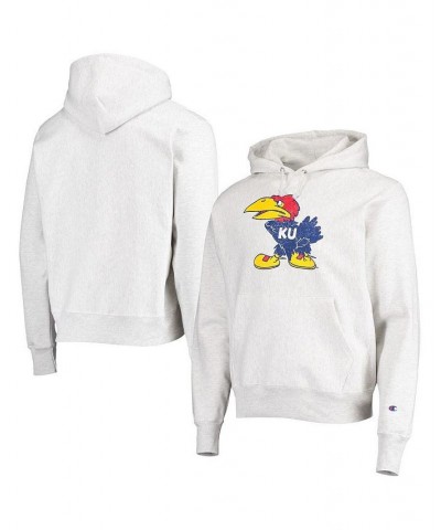 Men's Heathered Gray Kansas Jayhawks Team Vault Logo Reverse Weave Pullover Hoodie $52.24 Sweatshirt