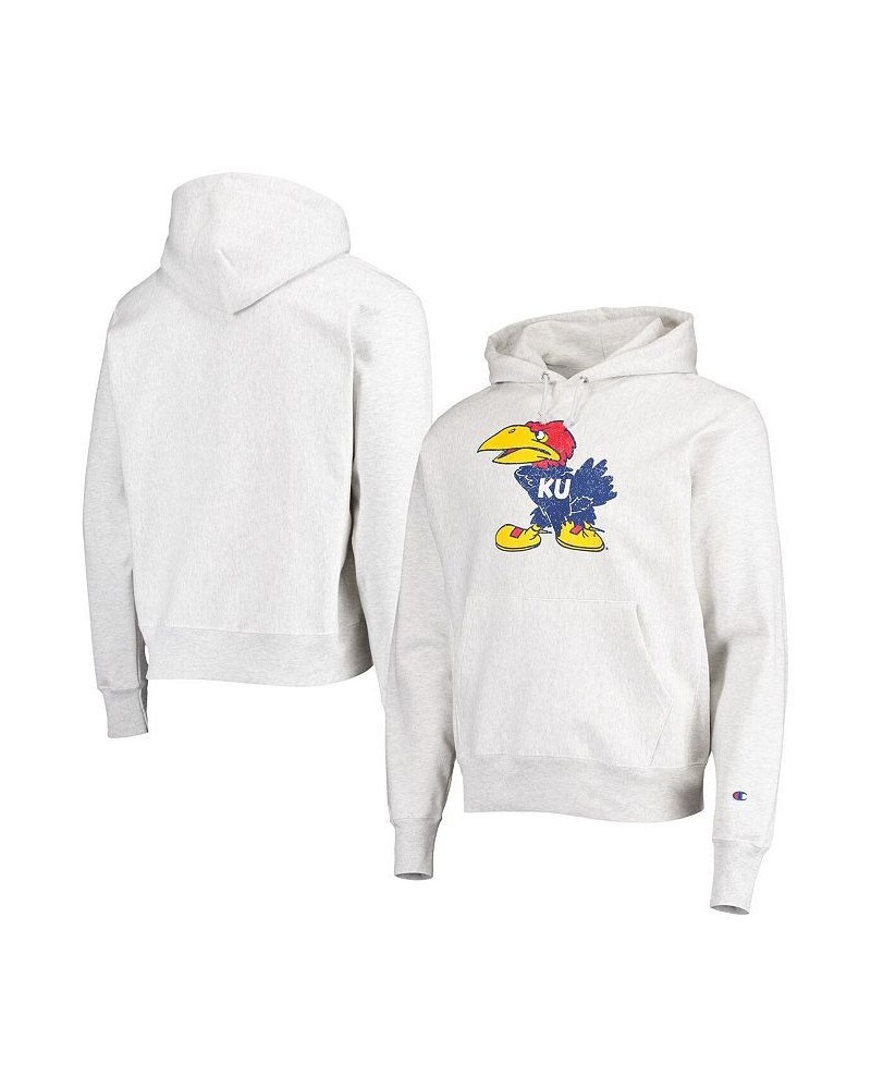 Men's Heathered Gray Kansas Jayhawks Team Vault Logo Reverse Weave Pullover Hoodie $52.24 Sweatshirt