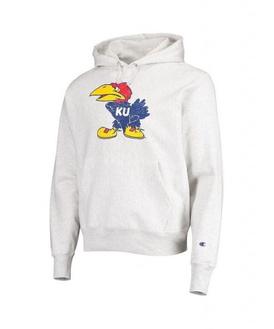 Men's Heathered Gray Kansas Jayhawks Team Vault Logo Reverse Weave Pullover Hoodie $52.24 Sweatshirt