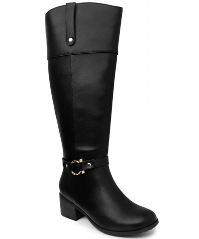 Vickyy Riding Boots Black & Cognac $19.77 Shoes