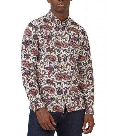 Men's Eastern Paisley-Print Shirt Purple $47.60 Shirts