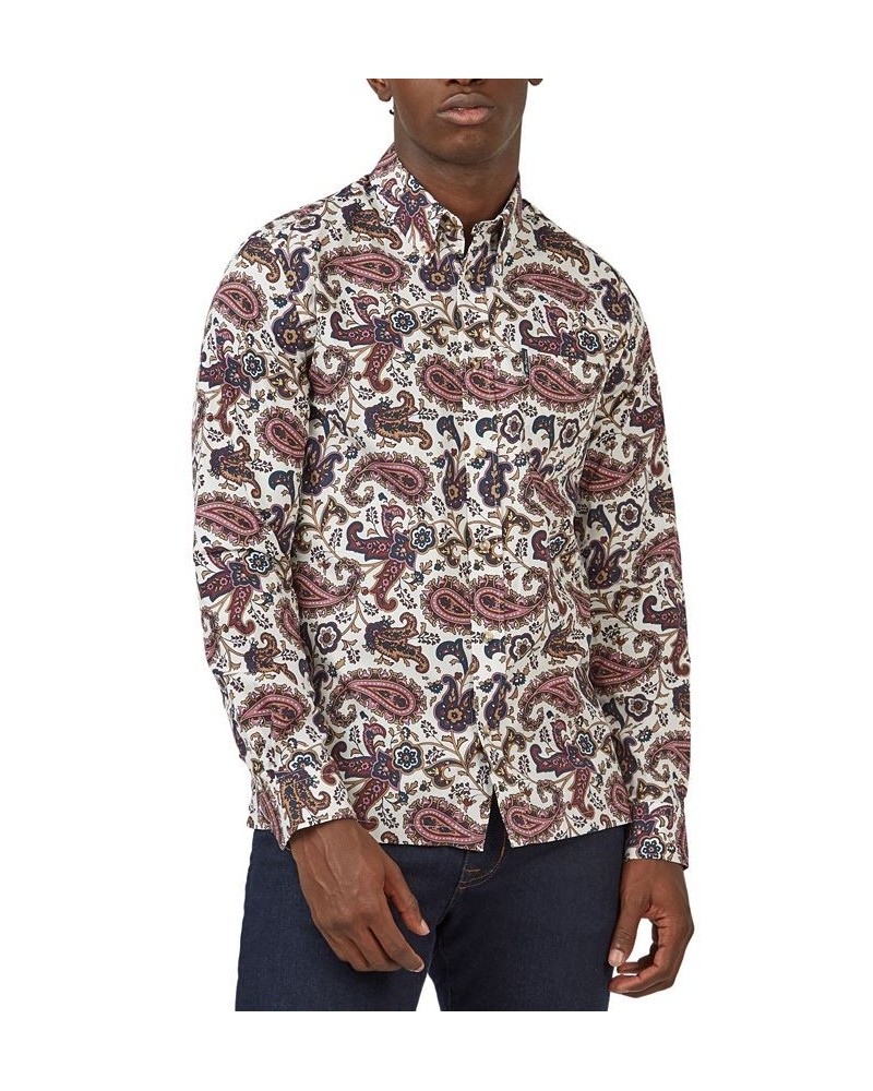 Men's Eastern Paisley-Print Shirt Purple $47.60 Shirts