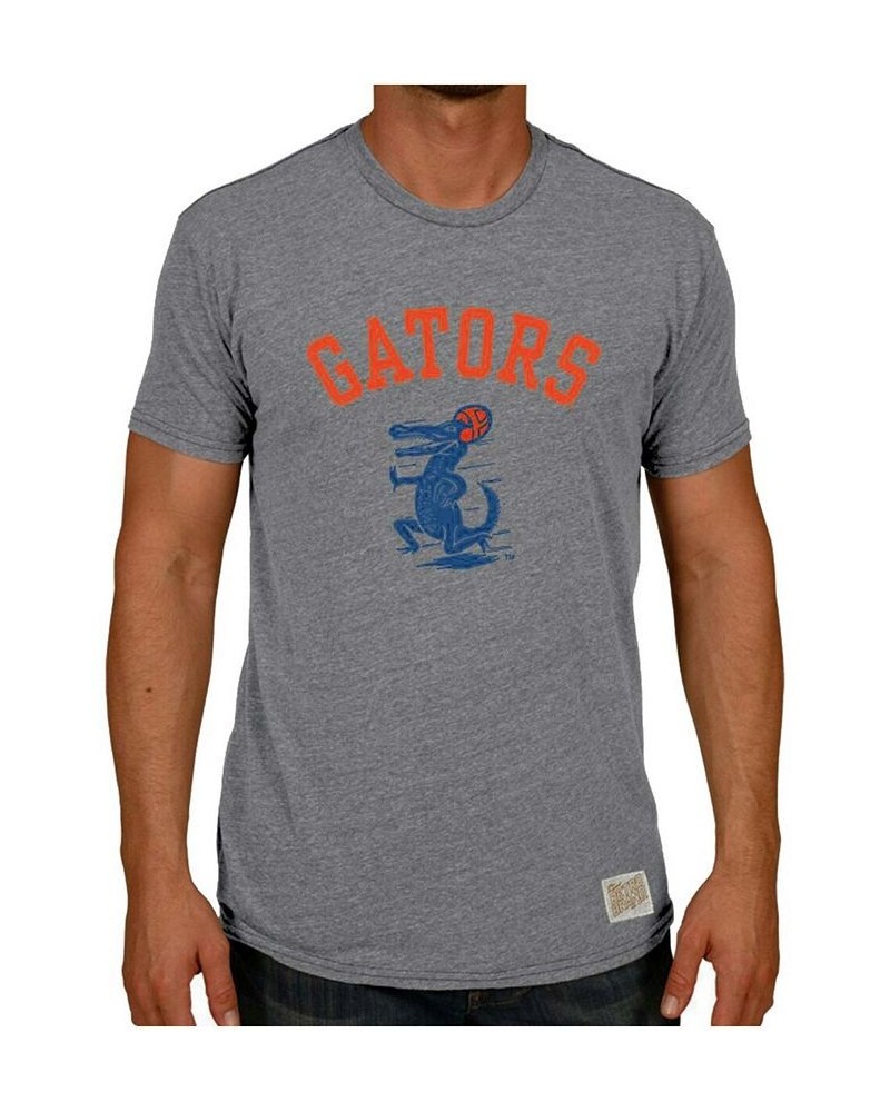 Men's Heather Gray Florida Gators Vintage-Like Football Gator Tri-Blend T-shirt $22.50 T-Shirts