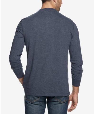 Men's Long Sleeve Brushed Jersey Henley T-shirt Blue $13.00 T-Shirts