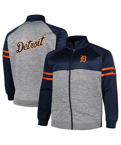 Men's Navy, Heather Gray Detroit Tigers Big and Tall Raglan Full-Zip Track Jacket $39.95 Jackets