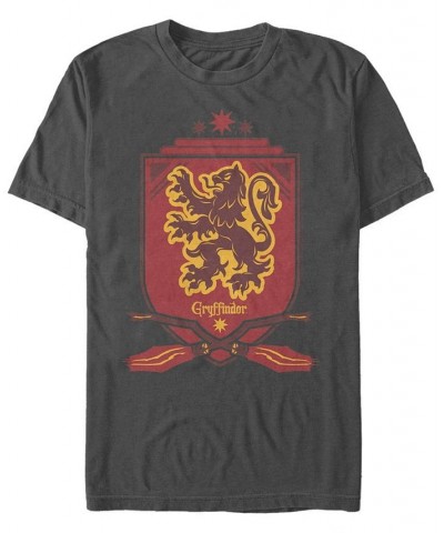 Men's Gryffindor Shield Short Sleeve Crew T-shirt Gray $15.05 T-Shirts