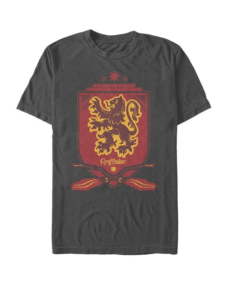 Men's Gryffindor Shield Short Sleeve Crew T-shirt Gray $15.05 T-Shirts