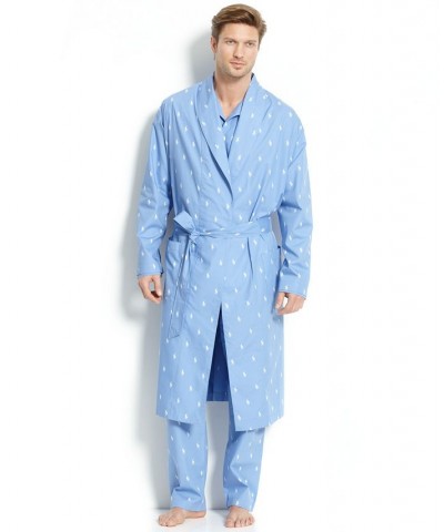 Men's All Over Polo Player Robe Beach Blue $46.80 Pajama