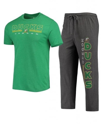 Men's Heathered Charcoal, Green Oregon Ducks Meter T-shirt and Pants Sleep Set $28.70 Pajama