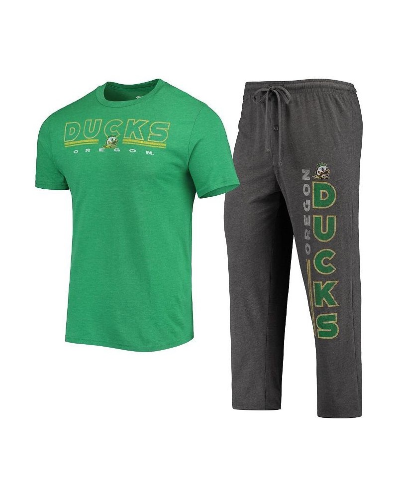 Men's Heathered Charcoal, Green Oregon Ducks Meter T-shirt and Pants Sleep Set $28.70 Pajama