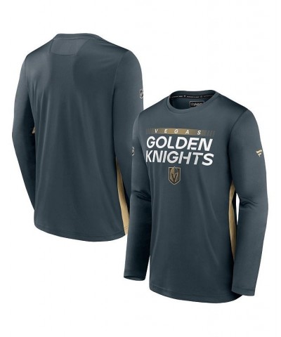 Men's Branded Gray Vegas Golden Knights Authentic Pro Rink Performance Long Sleeve T-Shirt $30.08 T-Shirts