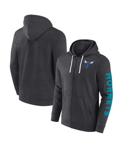 Men's Branded Heather Charcoal Charlotte Hornets Down and Distance Full-Zip Hoodie $26.40 Sweatshirt