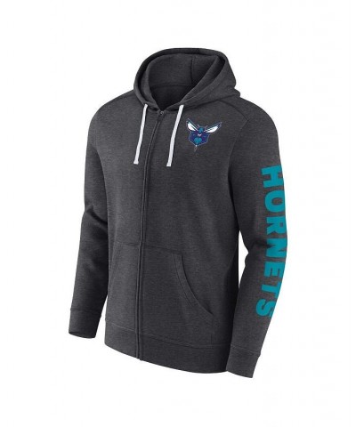 Men's Branded Heather Charcoal Charlotte Hornets Down and Distance Full-Zip Hoodie $26.40 Sweatshirt