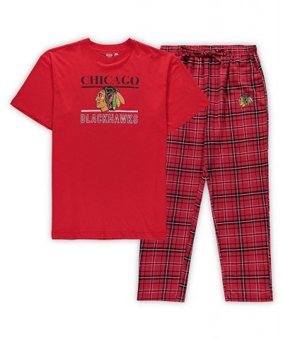 Men's Red Chicago Blackhawks Big and Tall Lodge T-shirt and Pants Sleep Set $33.59 Pajama