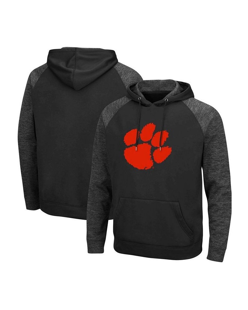 Men's Black Clemson Tigers Blackout 3.0 Tonal Raglan Pullover Hoodie $28.70 Sweatshirt