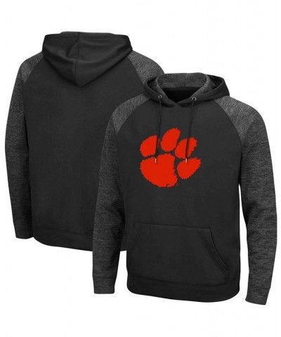 Men's Black Clemson Tigers Blackout 3.0 Tonal Raglan Pullover Hoodie $28.70 Sweatshirt