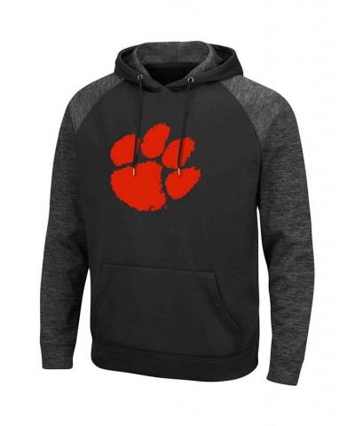 Men's Black Clemson Tigers Blackout 3.0 Tonal Raglan Pullover Hoodie $28.70 Sweatshirt