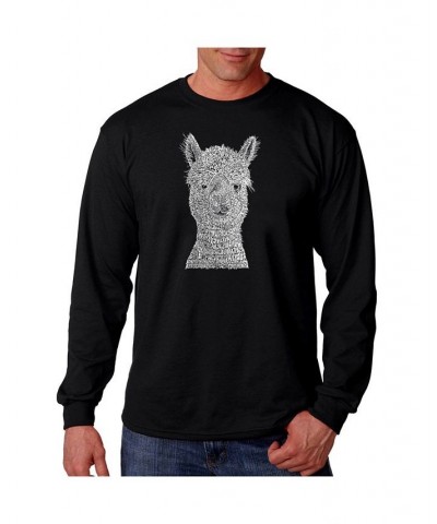 Men's Word Art - Alpaca Long Sleeve T-Shirt Black $23.59 T-Shirts