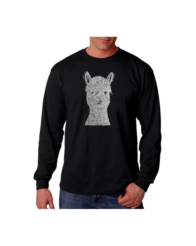 Men's Word Art - Alpaca Long Sleeve T-Shirt Black $23.59 T-Shirts