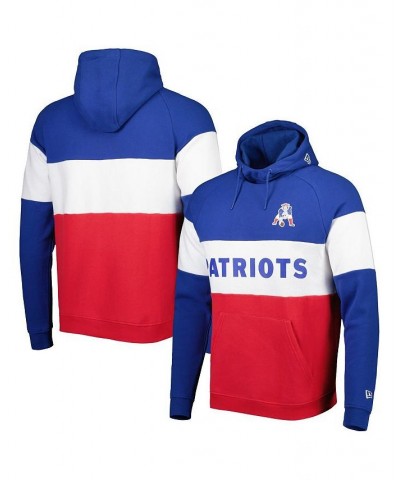 Men's Red, Royal New England Patriots Colorblock Throwback Pullover Hoodie $39.41 Sweatshirt