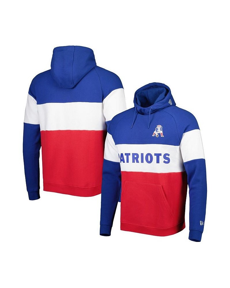 Men's Red, Royal New England Patriots Colorblock Throwback Pullover Hoodie $39.41 Sweatshirt