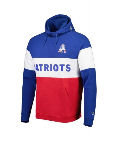 Men's Red, Royal New England Patriots Colorblock Throwback Pullover Hoodie $39.41 Sweatshirt